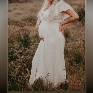 Cream color eyelet maxi dress.